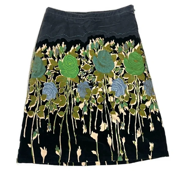Vintage Y2K Ted Baker Women’s Floral Velvet Art To Wear Skirt- Size Small - Picture 1 of 6